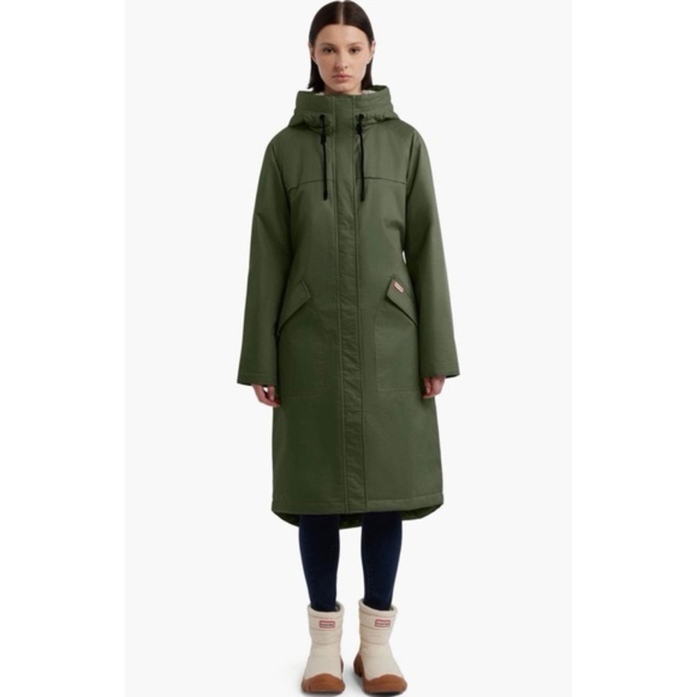 NWT Hunter Jane Hooded Water Repellent Coat Olive Small